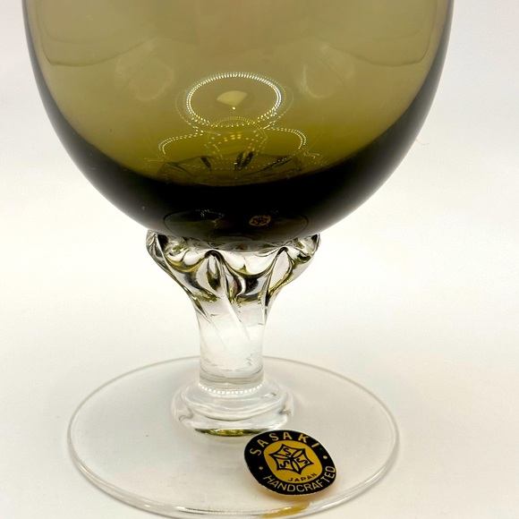 Sasaki Coronation Smoky Gray Footed Twisted Stem Juice Wine Glasses, set of 3 - Picture 4 of 5